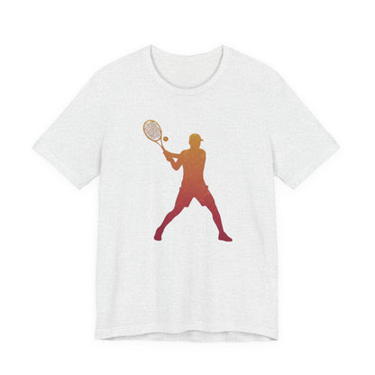 Tennis Player Silhouette Tee — Sunset Racket Graphic Shirt