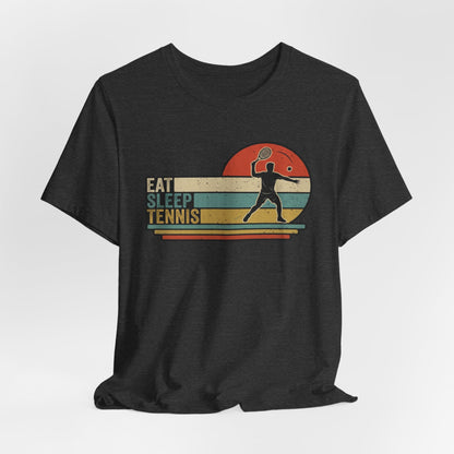 Eat Sleep Tennis Retro Graphic Tee — Vintage Tennis Player T‑Shirt