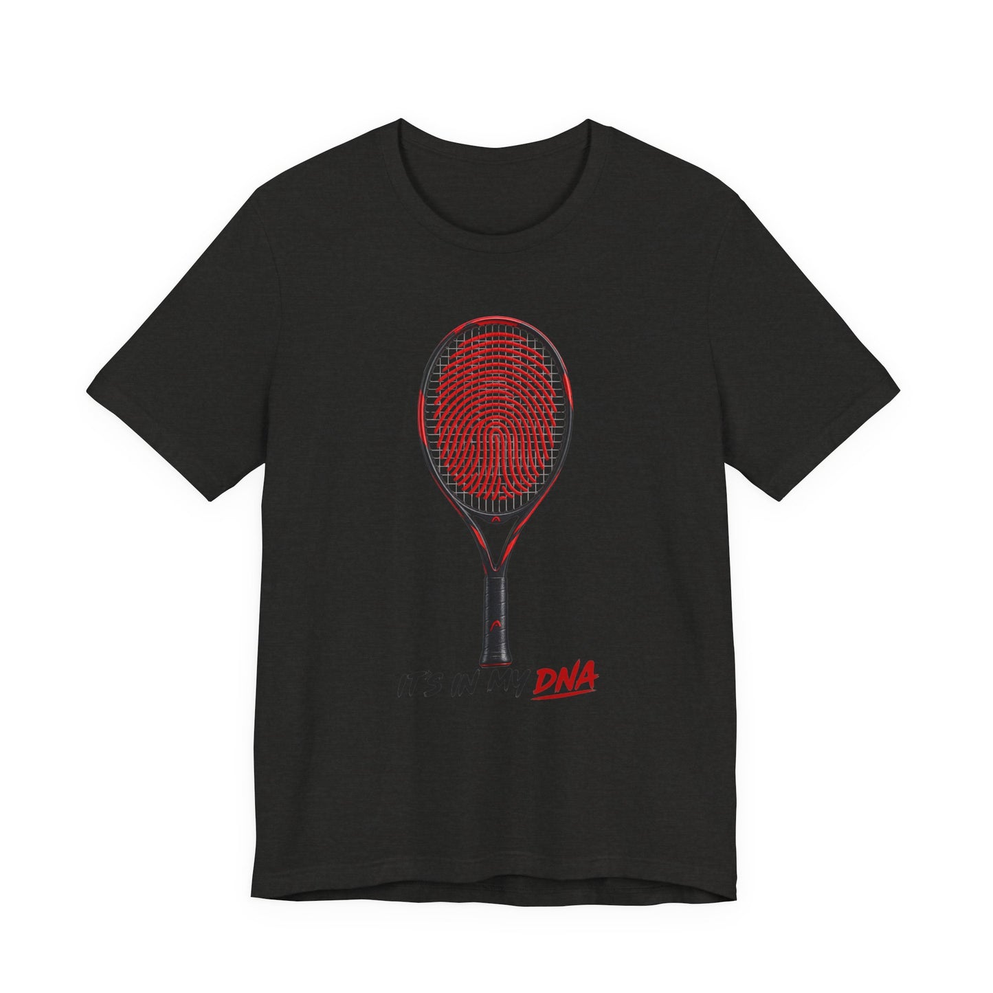 Tennis T‑Shirt — "It's In My DNA" Racket Fingerprint Tee