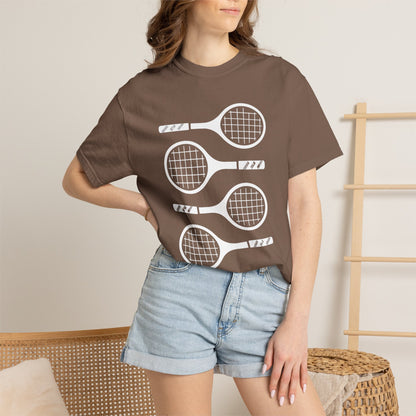 Tennis Rackets Graphic T-Shirt — Vintage-Inspired Garment-Dyed Tee