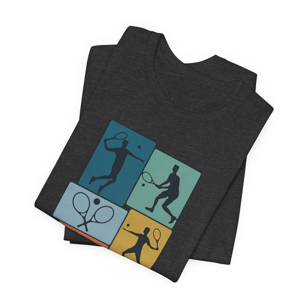 Tennis Silhouette Graphic Tee — Color Block Racket Players