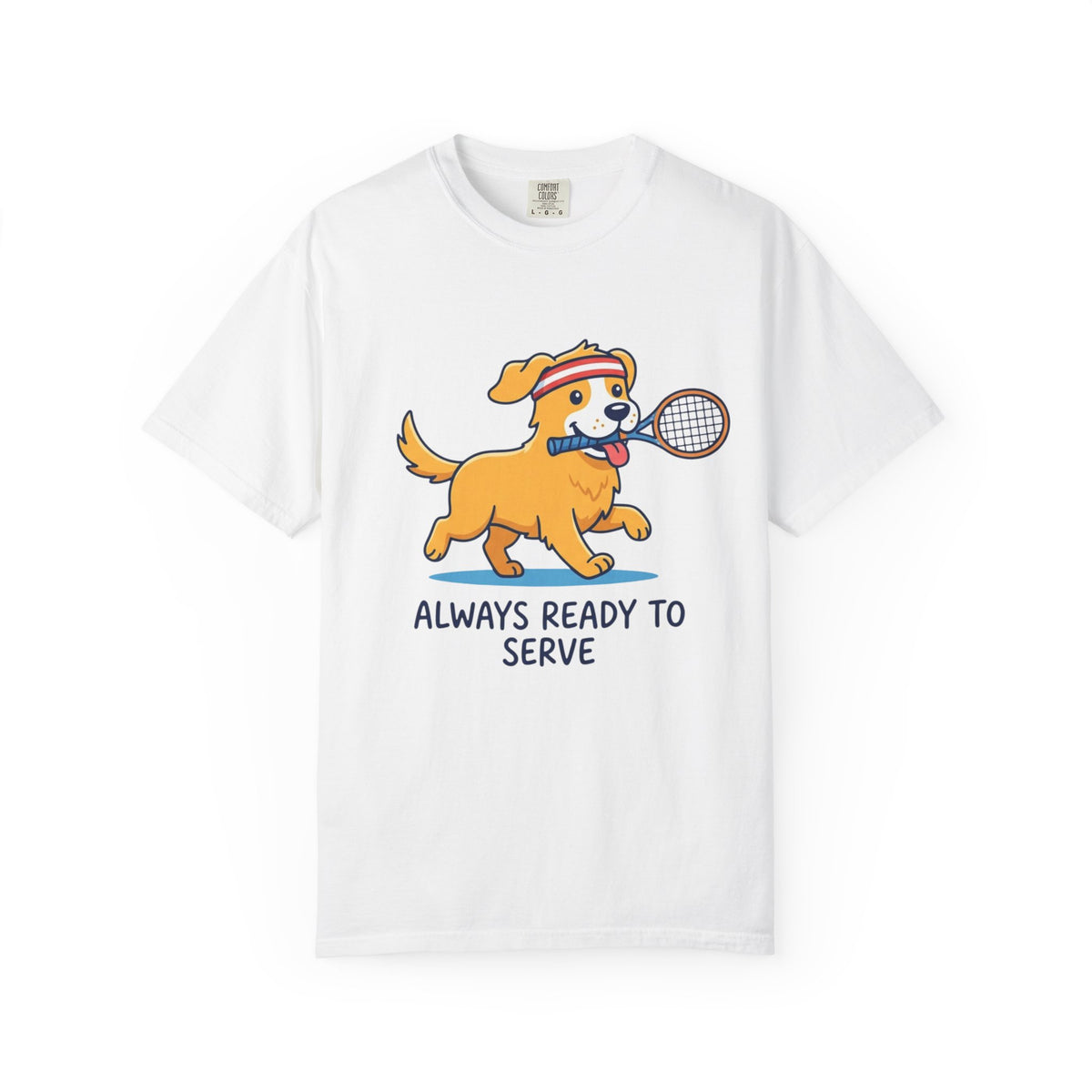 T-Shirt — "Always Ready to Serve" Golden Retriever Tennis Dog Graphic