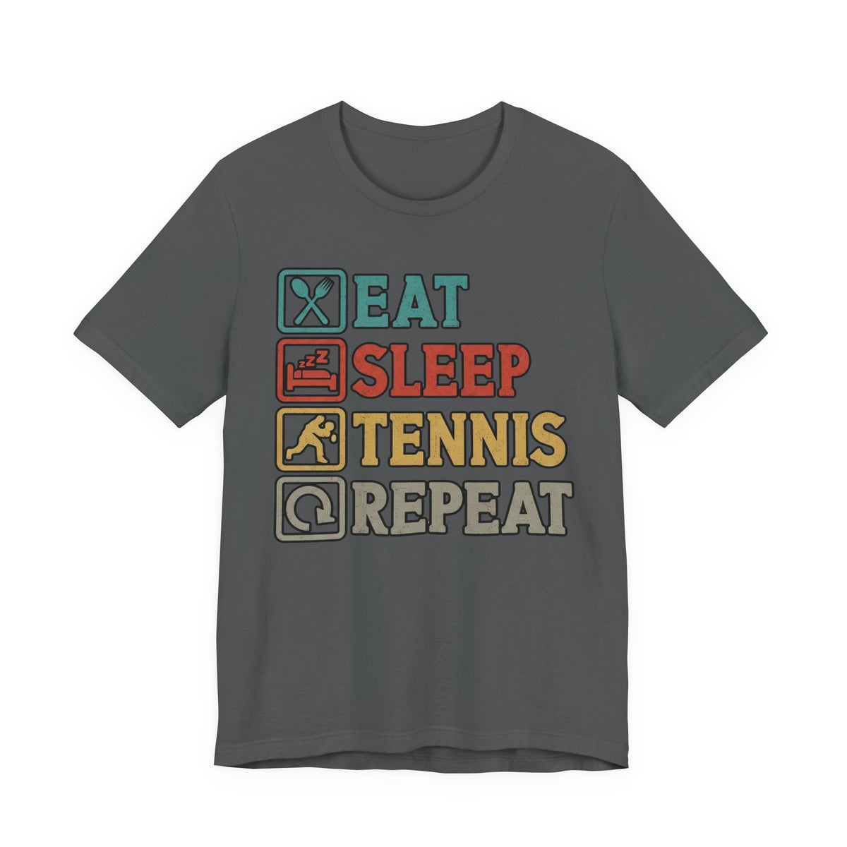 Tennis Tee — "Eat Sleep Tennis Repeat" Vintage Graphic Shirt