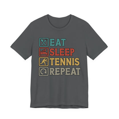 Tennis Tee — "Eat Sleep Tennis Repeat" Vintage Graphic Shirt