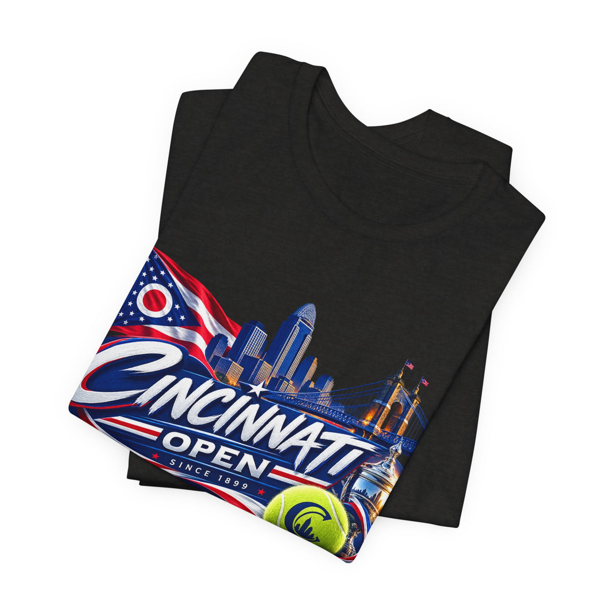 Cincinnati Open Tennis T‑Shirt – City Skyline & Tennis Ball Graphic