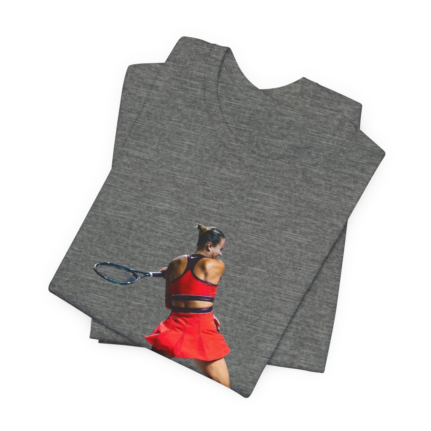 Tennis Player Sabalenka Graphic Tee — Women’s Red Dress Tennis Apparel
