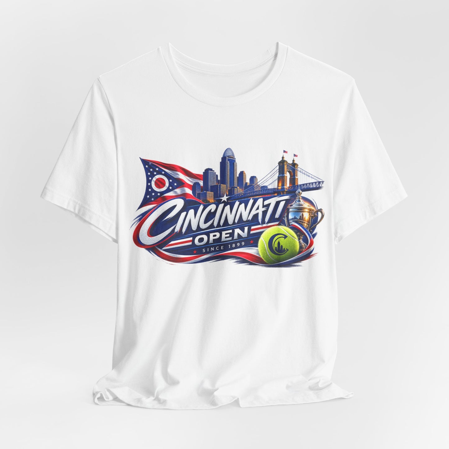 Cincinnati Open Tennis T‑Shirt – City Skyline & Tennis Ball Graphic