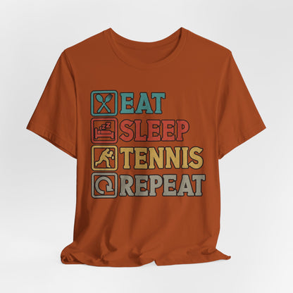 Tennis Tee — "Eat Sleep Tennis Repeat" Vintage Graphic Shirt