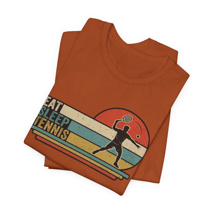 Eat Sleep Tennis Retro Graphic Tee — Vintage Tennis Player T‑Shirt