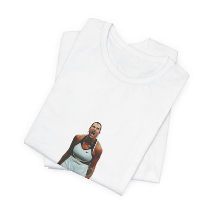 Tennis Player Graphic Tee — Fierce Court Celebration Shirt