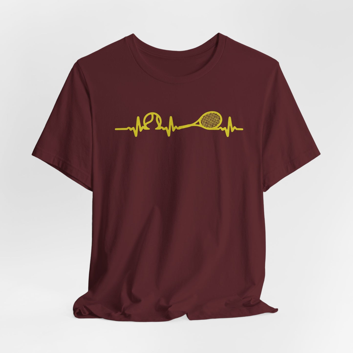 Tennis Heartbeat Tee — Minimal Tennis Racket ECG Graphic T-Shirt