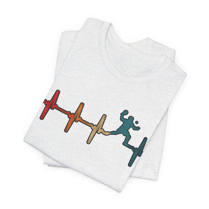 Heartbeat Tennis T‑Shirt — Colorful Surf Pulse Graphic Tee