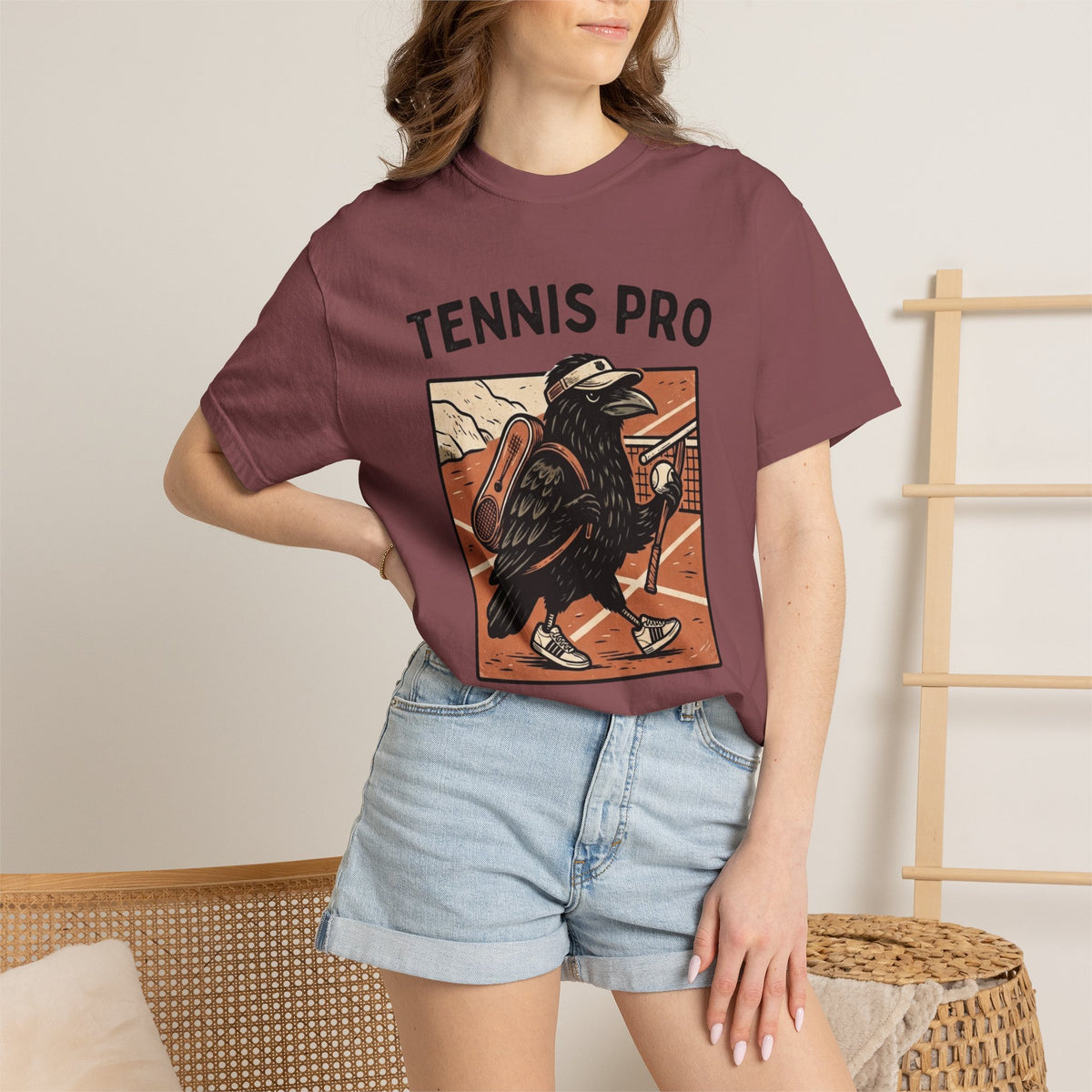 Tennis Pro T‑Shirt — Vintage Raven Tennis Graphic