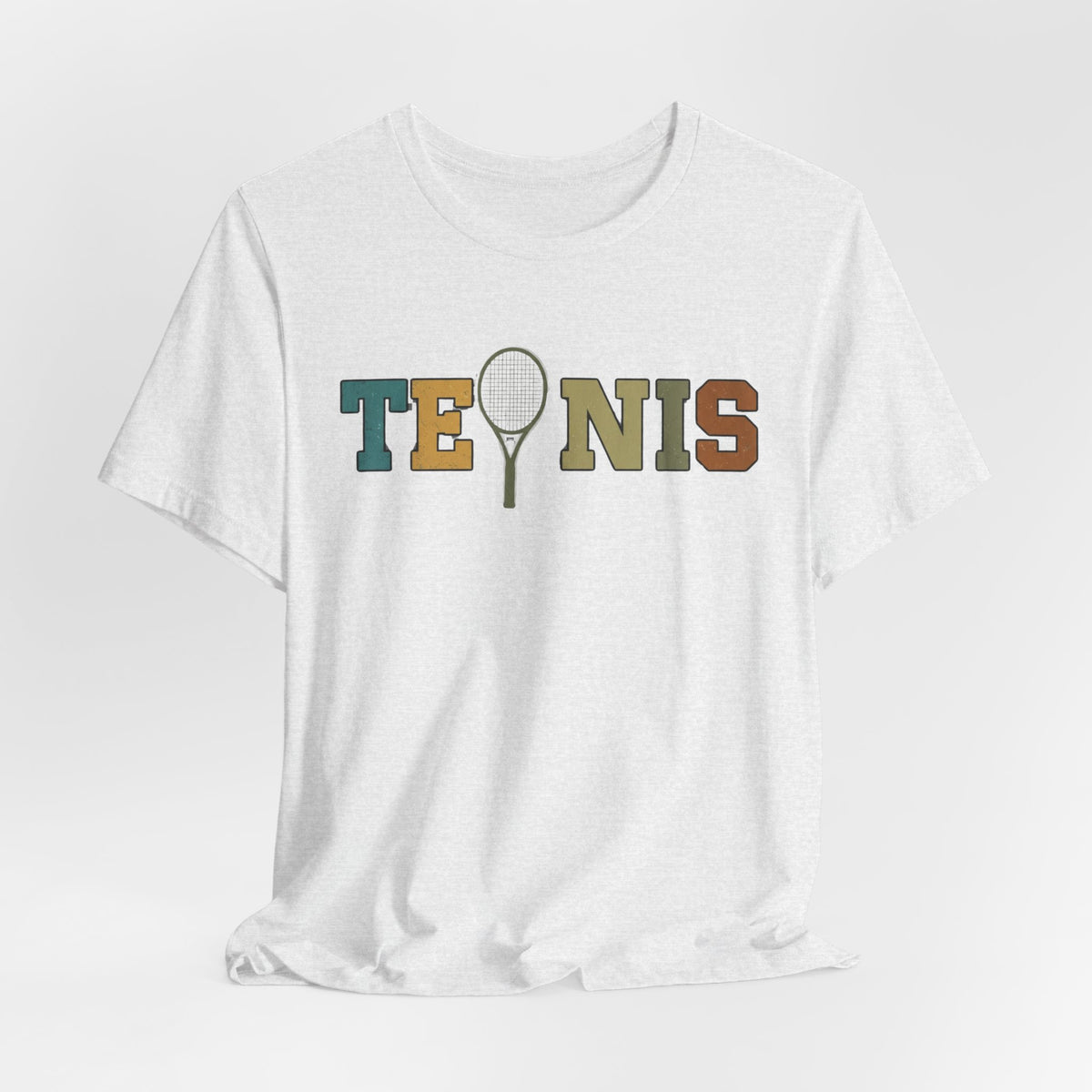 Tennis Retro Graphic Tee — Vintage Racket Lettering Shirt