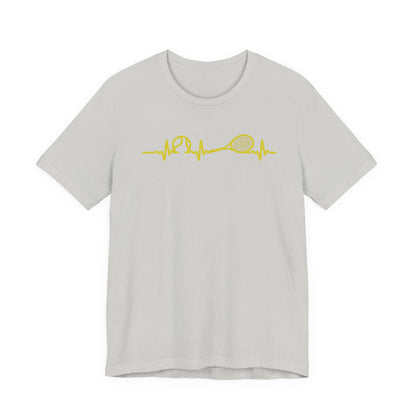 Tennis Heartbeat Tee — Minimal Tennis Racket ECG Graphic T-Shirt