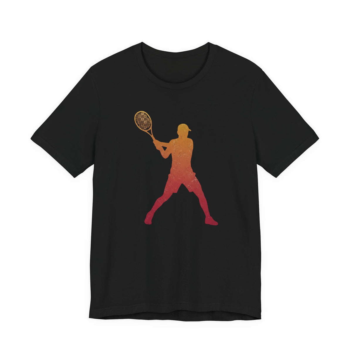 Tennis Player Silhouette Tee — Gradient Racket Sports T‑Shirt
