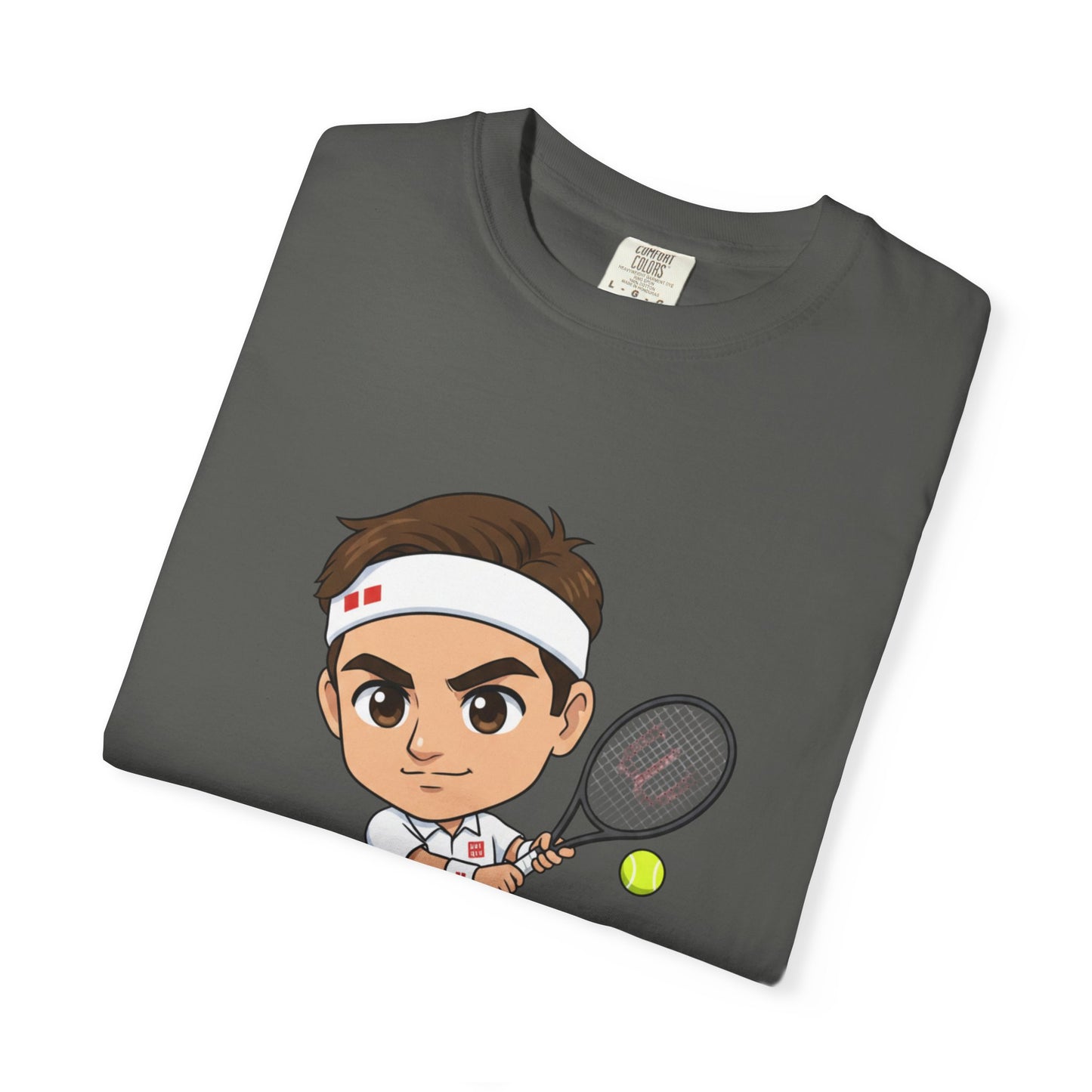 Federer Cartoon Tennis T-Shirt — Retro Athlete Graphic Tee