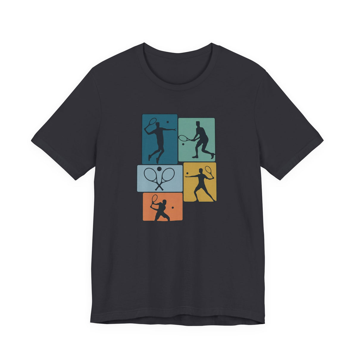 Tennis Silhouette Graphic Tee — Color Block Racket Players