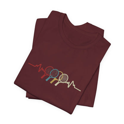 Tennis Heartbeat Tee — Retro Racket Line Art T-Shirt