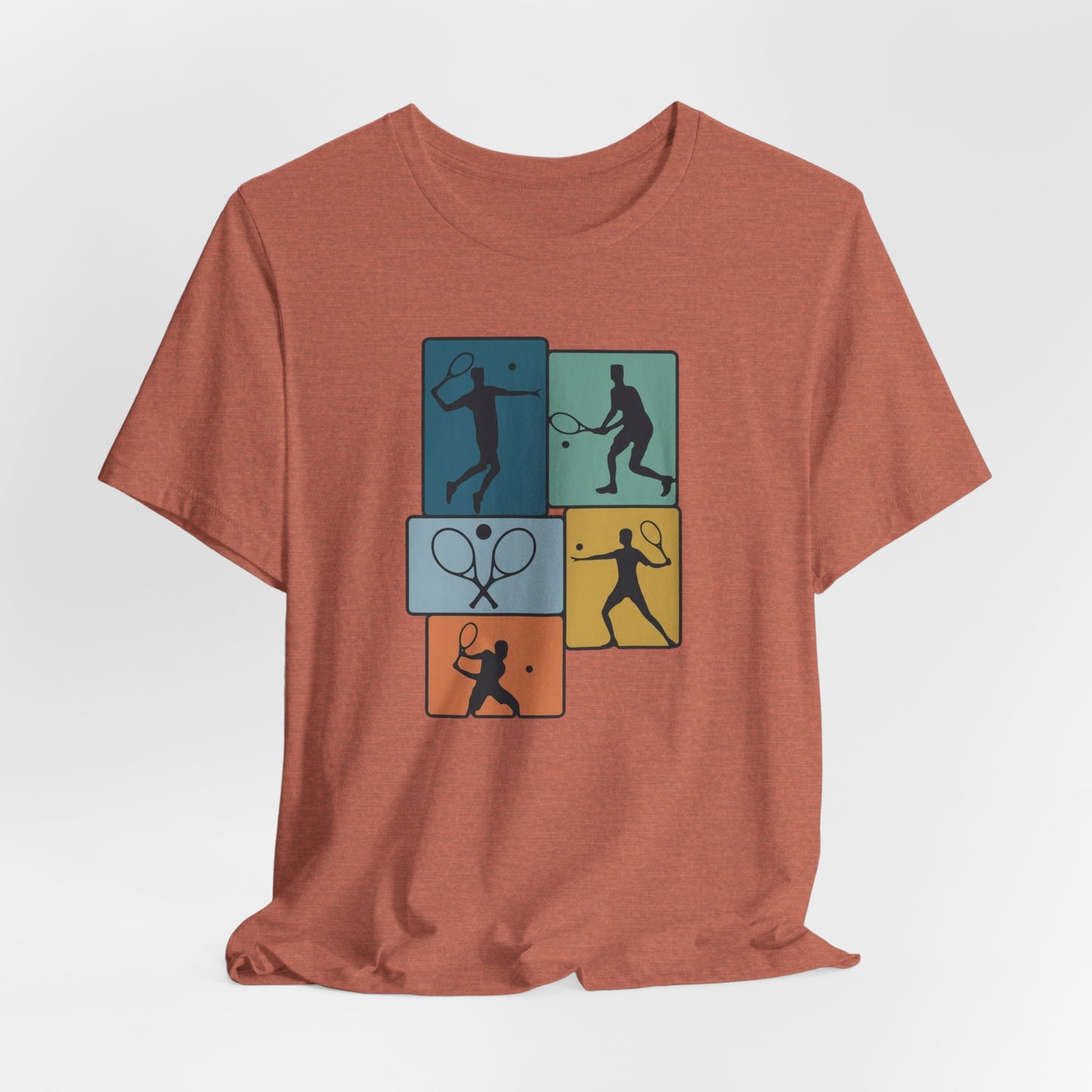 Tennis Silhouette Graphic Tee — Color Block Racket Players