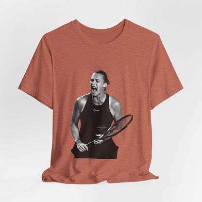 Tennis Player Sabalenka Graphic Tee — Energetic Champion Tennis T‑Shirt