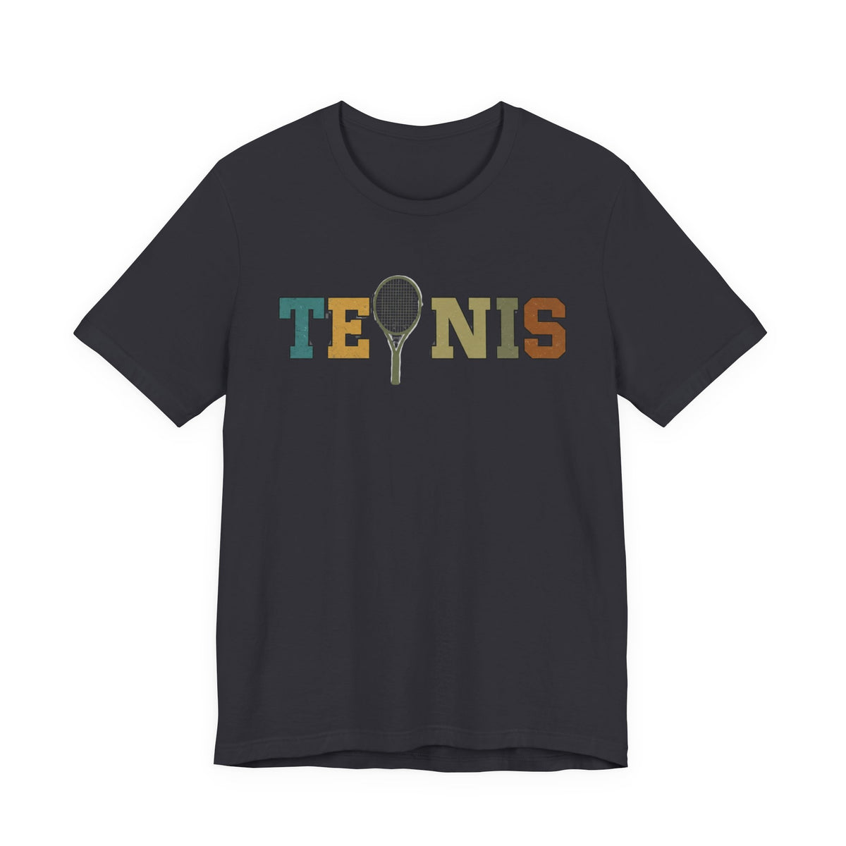 Tennis Retro Graphic Tee — Vintage Racket Lettering Shirt