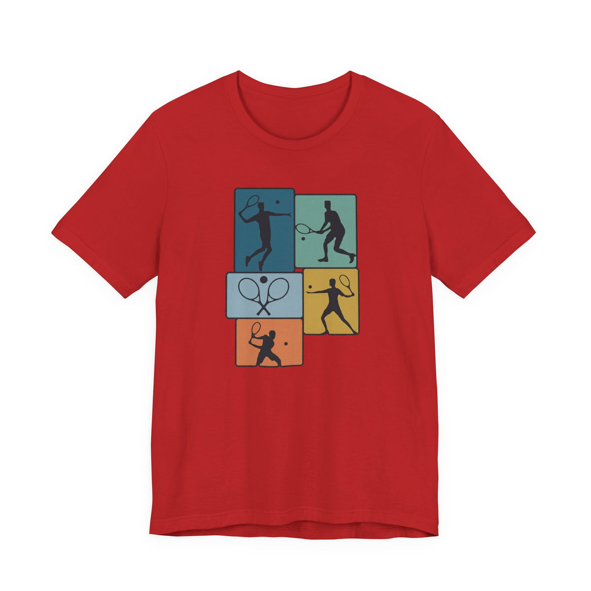 Tennis Silhouette Graphic Tee — Color Block Racket Players