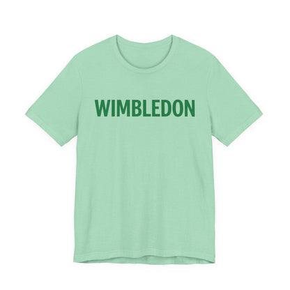 Wimbledon Classic Logo Tee — Green Text Tennis T‑Shirt