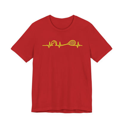 Tennis Heartbeat Tee — Minimal Tennis Racket ECG Graphic T-Shirt