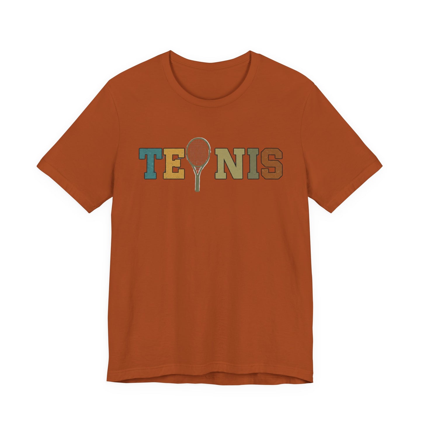 Tennis Retro Graphic Tee — Vintage Racket Lettering Shirt