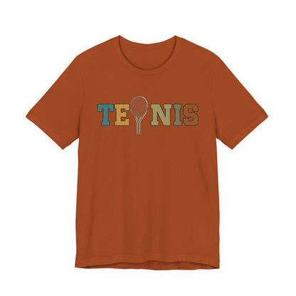 Tennis Retro Graphic Tee — Vintage Racket Lettering Shirt