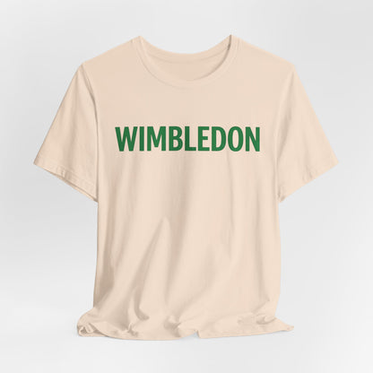 Wimbledon Classic Logo Tee — Green Text Tennis T‑Shirt