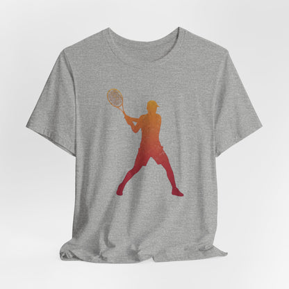 Tennis Player Silhouette Tee — Gradient Racket Sports T‑Shirt