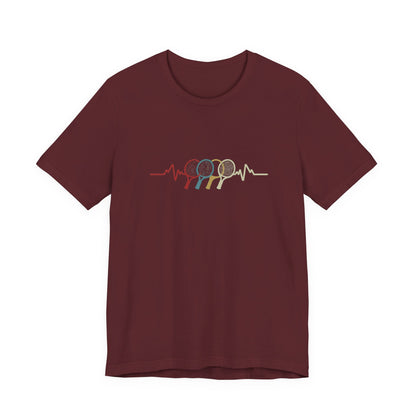 Tennis Heartbeat Tee — Retro Racket Line Art T-Shirt