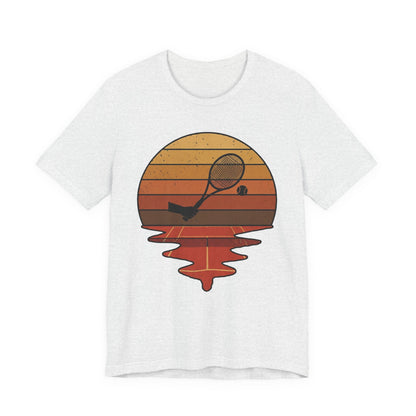 Retro Tennis Sunset Tee — Vintage Racket & Ball Graphic T‑Shirt