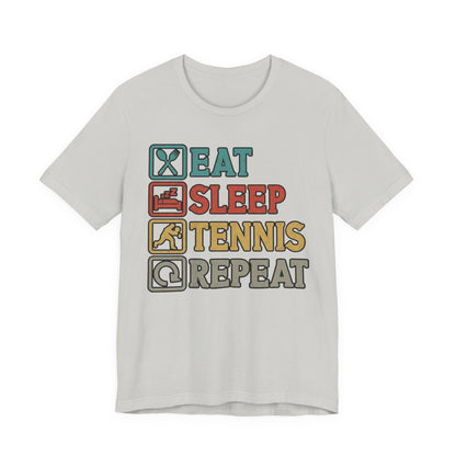 Tennis Tee — "Eat Sleep Tennis Repeat" Vintage Graphic Shirt