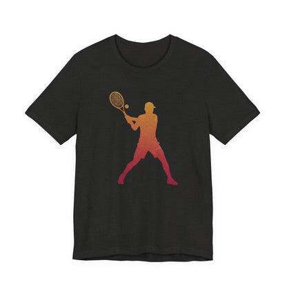Tennis Player Silhouette Tee — Sunset Racket Graphic Shirt