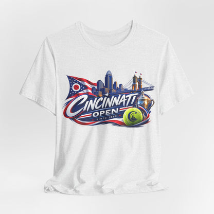 Cincinnati Open Tennis T‑Shirt – City Skyline & Tennis Ball Graphic