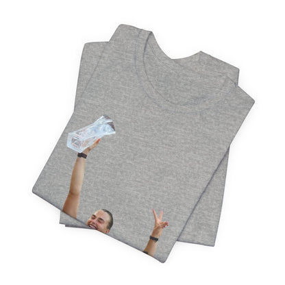 Aryna Sabalenka Champion Victory T-Shirt — Athlete Holding Trophy Tee