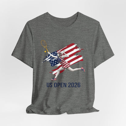 US Open 2026 Tennis Tee — American Flag Tennis Player Graphic T-Shirt