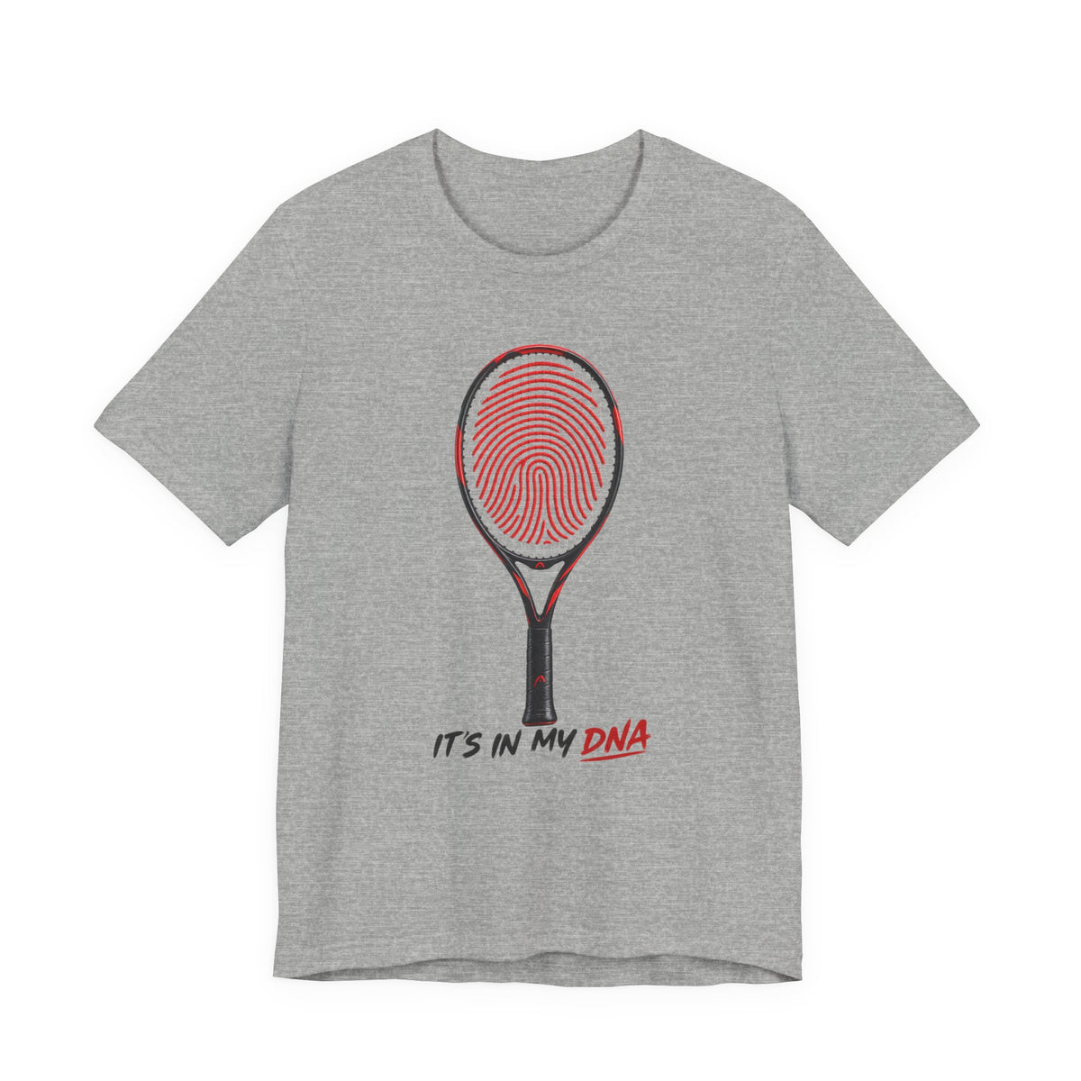 Tennis T‑Shirt — "It's In My DNA" Racket Fingerprint Tee