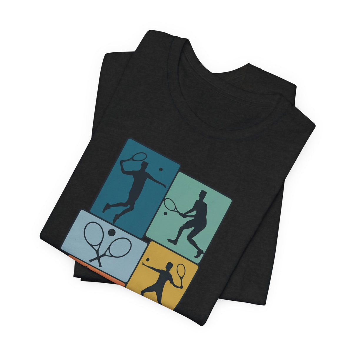 Tennis Silhouette Graphic Tee — Color Block Racket Players
