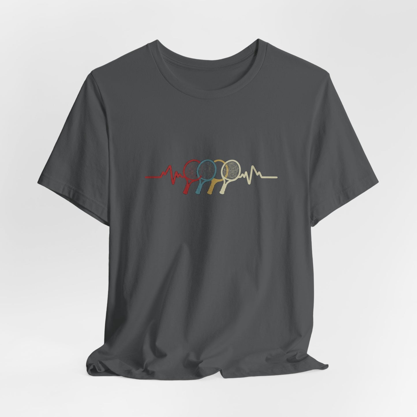 Tennis Heartbeat Tee — Retro Racket Line Art T-Shirt