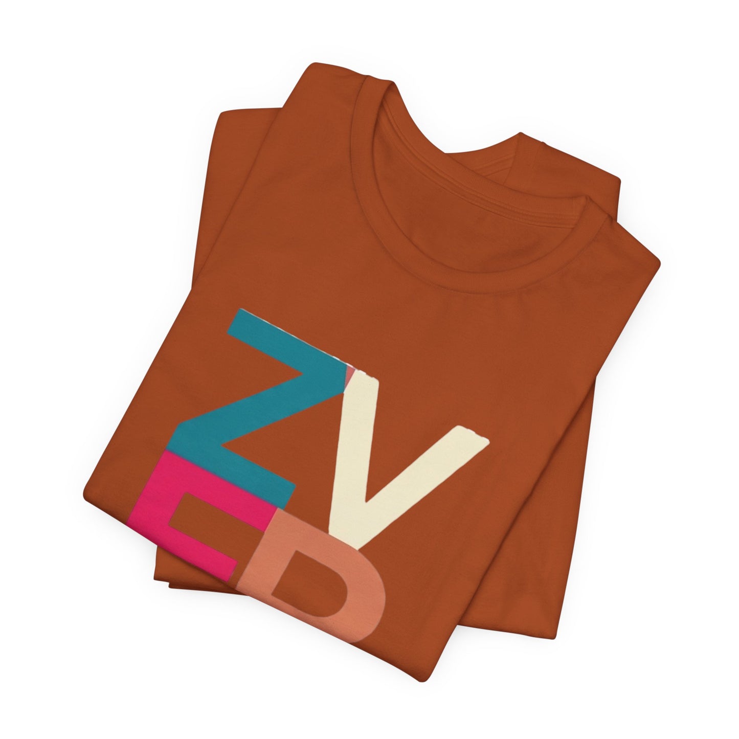Retro Colorblock 'ZVEREV' Graphic Tee — Modern Minimalist Lettering Shirt