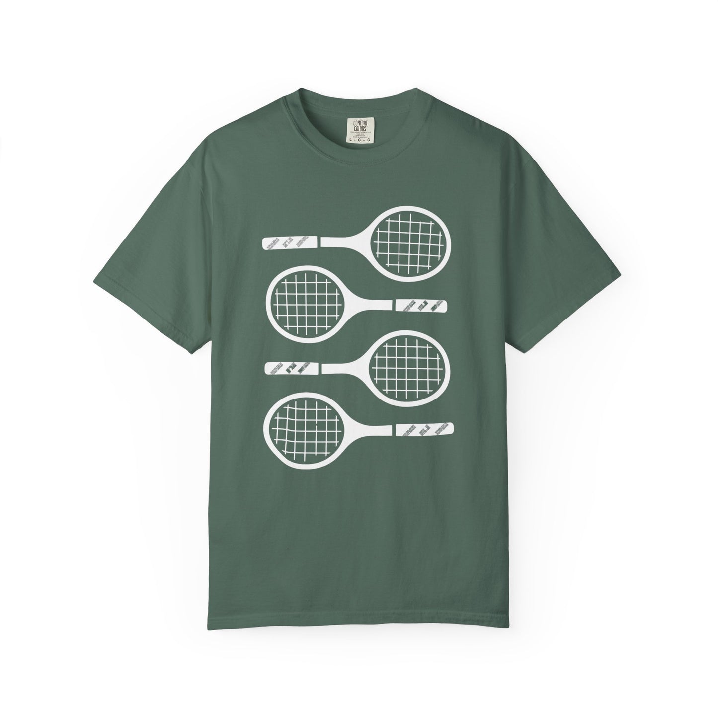 Tennis Rackets Graphic T-Shirt — Vintage-Inspired Garment-Dyed Tee