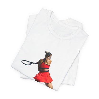 Tennis Player Sabalenka Graphic Tee — Women’s Red Dress Tennis Apparel