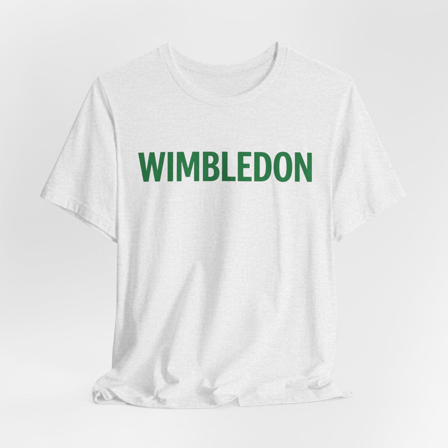 Wimbledon Classic Logo Tee — Green Text Tennis T‑Shirt