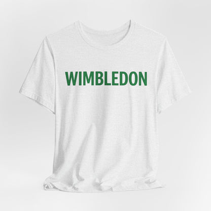 Wimbledon Classic Logo Tee — Green Text Tennis T‑Shirt