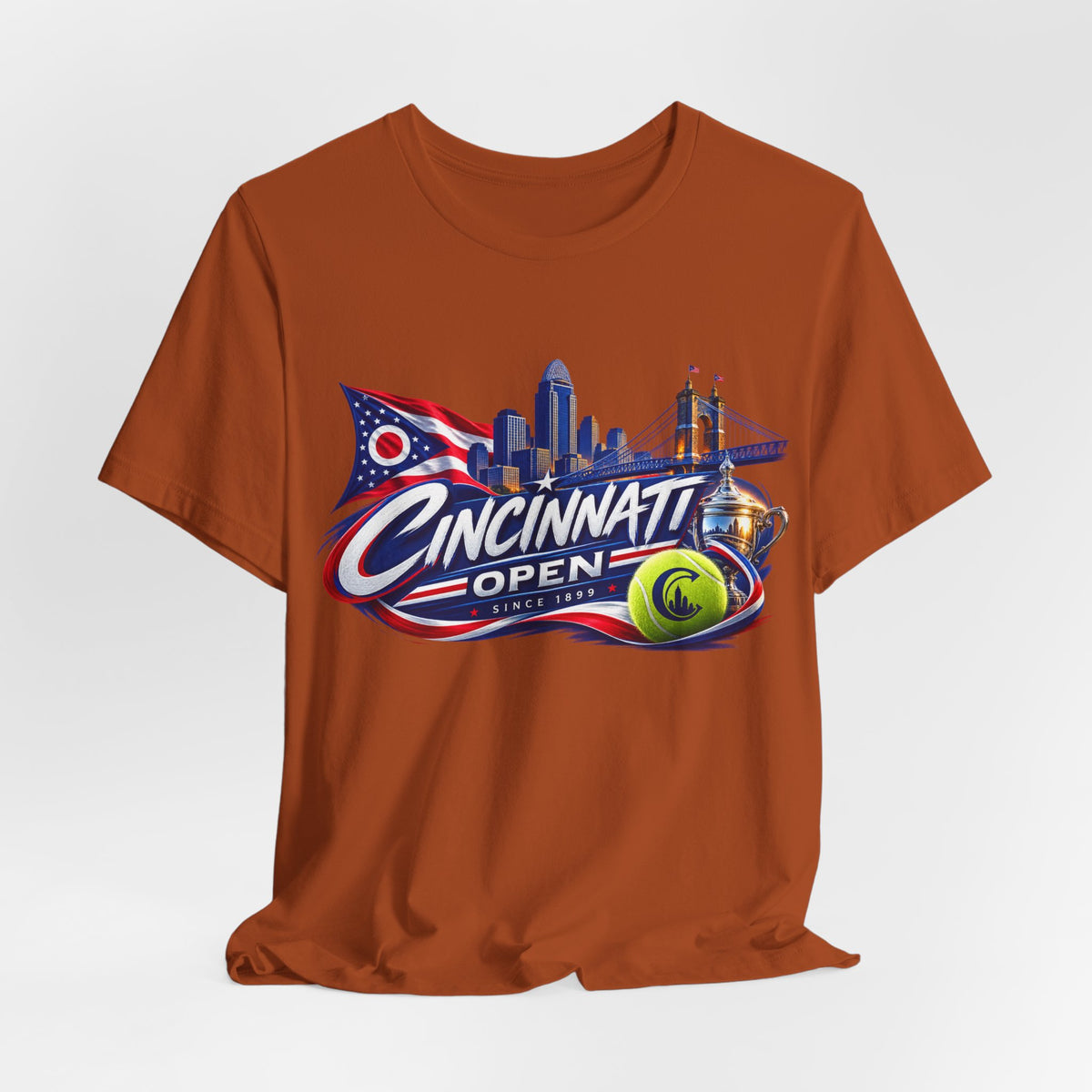 Cincinnati Open Tennis T‑Shirt – City Skyline & Tennis Ball Graphic