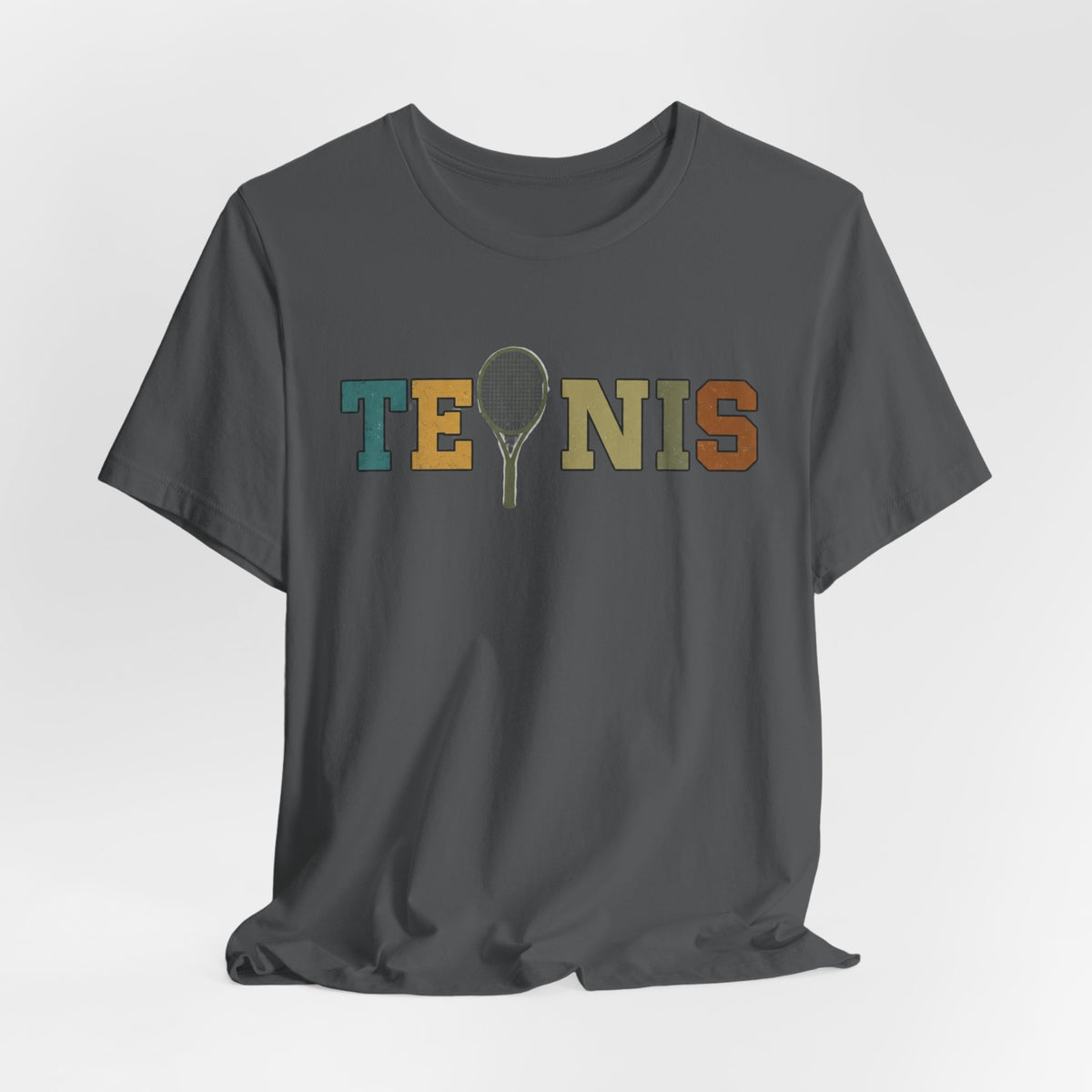 Tennis Retro Graphic Tee — Vintage Racket Lettering Shirt